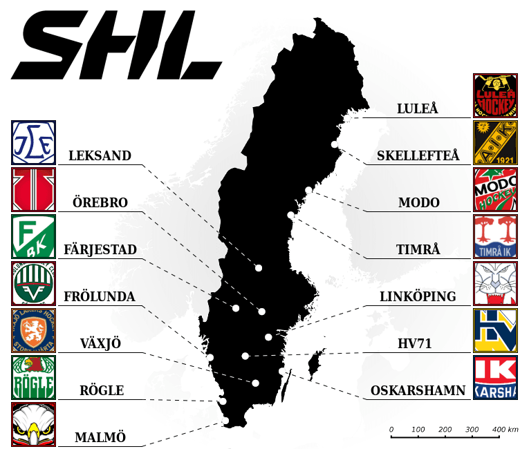 Swedish Hockey League map